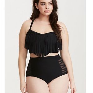 Black fringe swim top